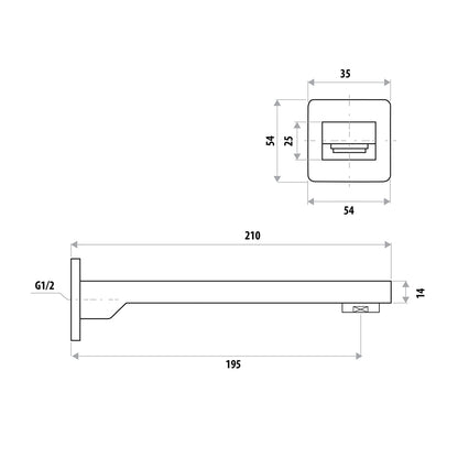 The GABE 200mm Bath Spout - Chrome