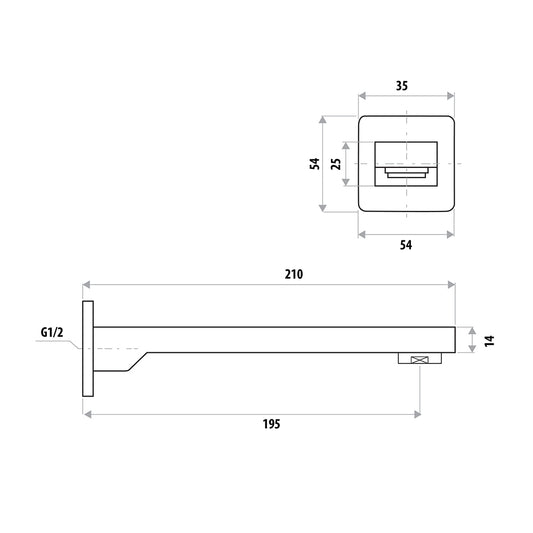 The GABE 200mm Bath Spout - Brushed Gold