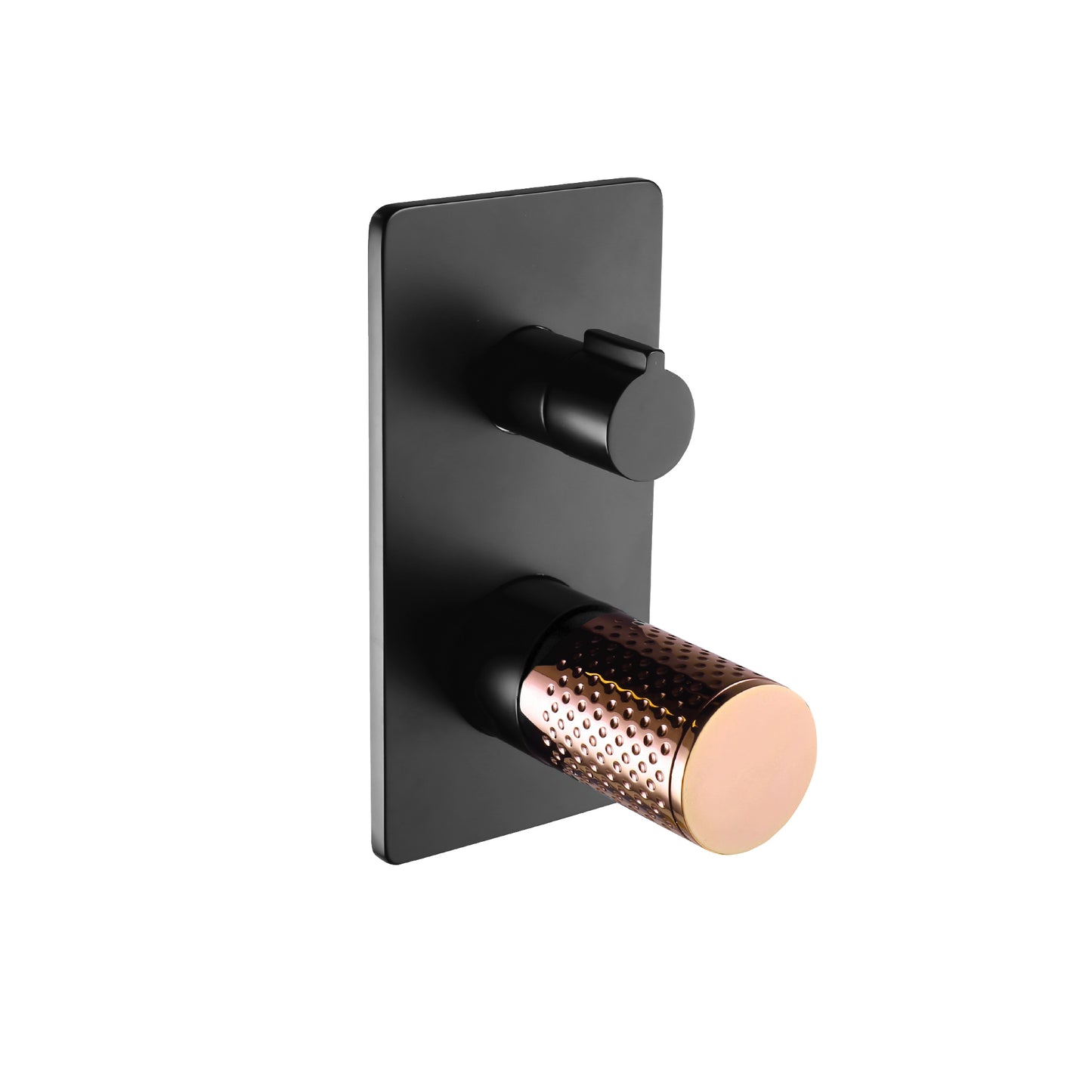 The GABE Diverter Mixer - Matte Black with Rose Gold handle