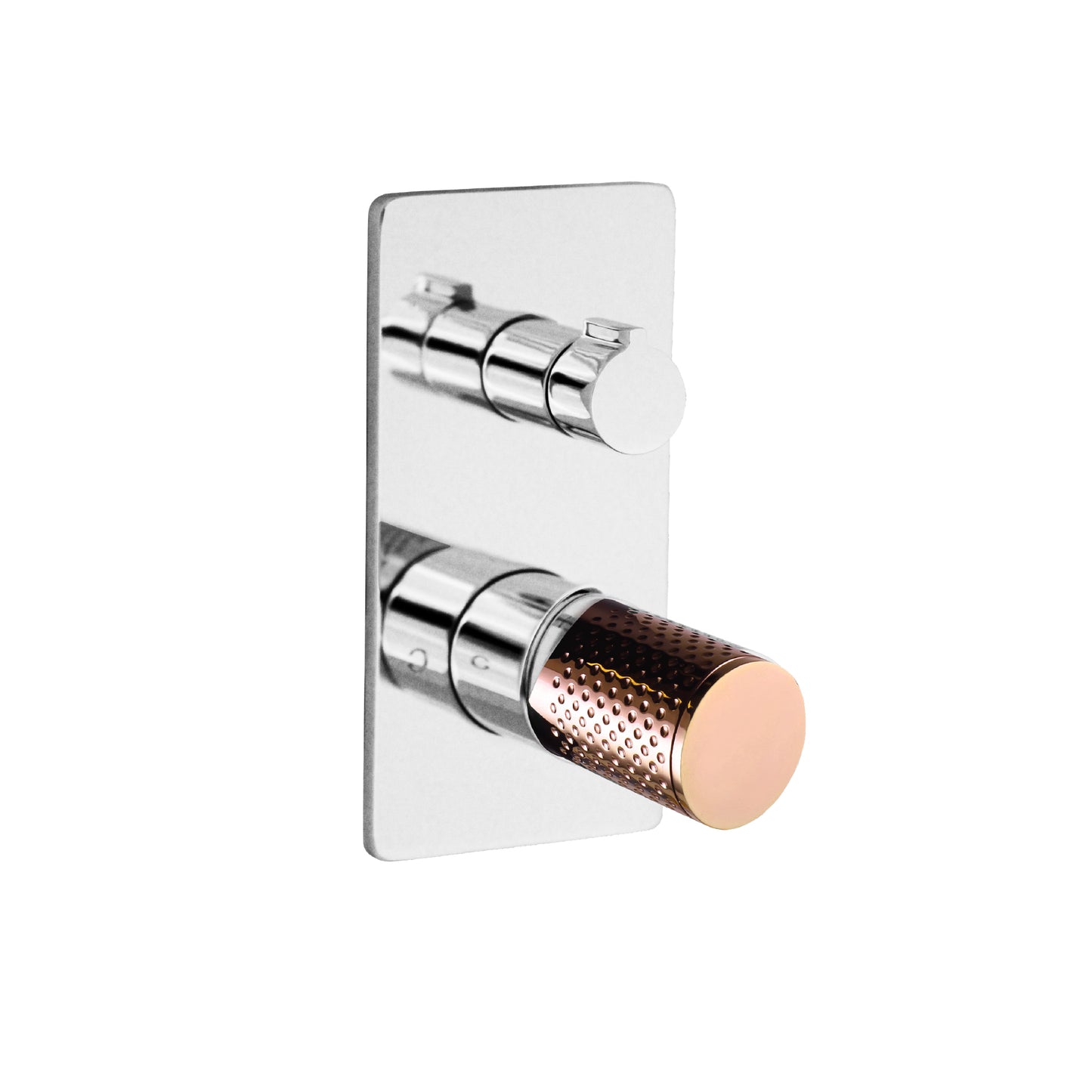 The GABE Diverter Mixer - Chrome with Rose Gold Handle