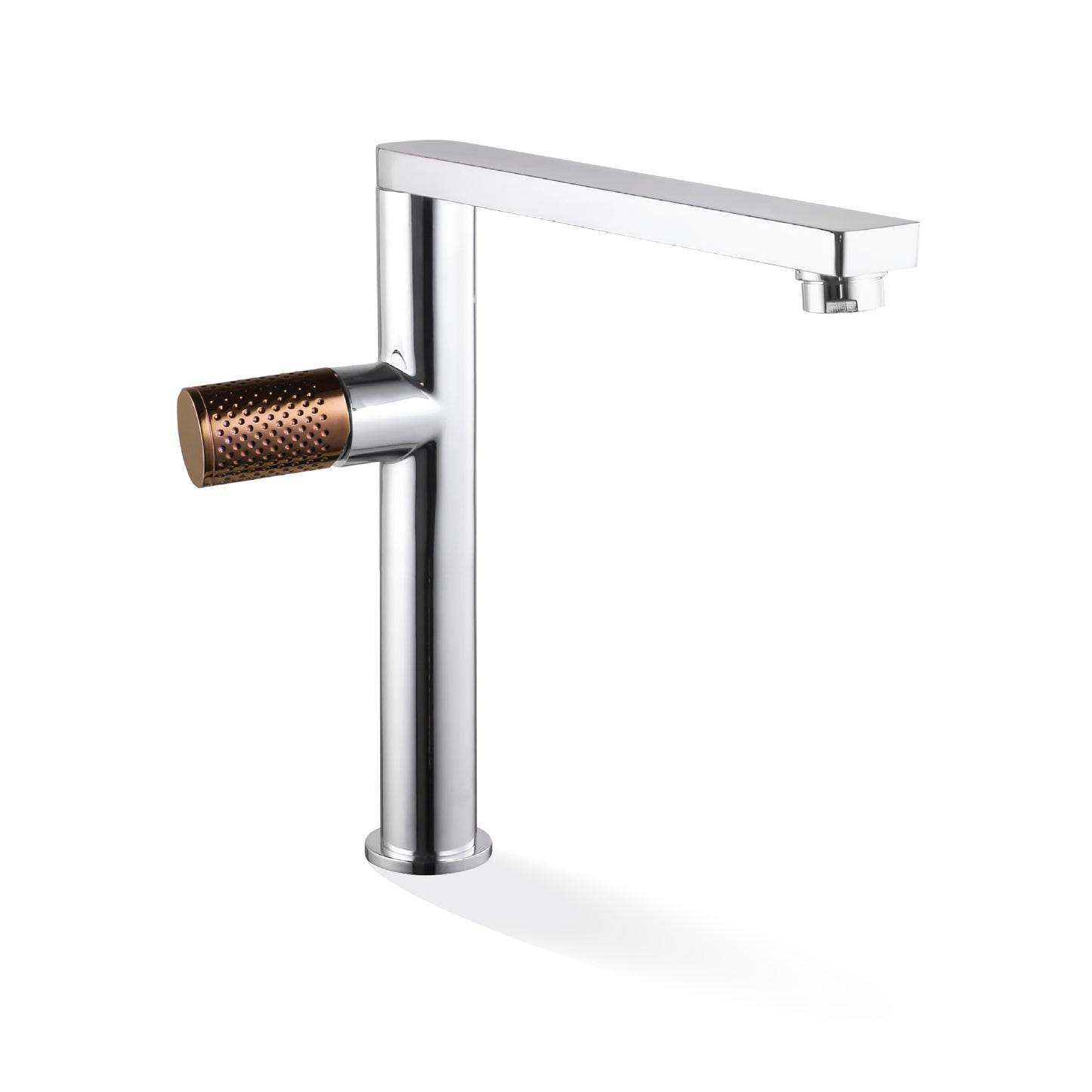 The GABE Sink Mixer - Chrome with Rose Gold Handle