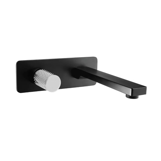 The GABE Leva Wall Outlet Mixer - Matte Black with Chrome handle