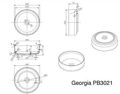 360mm Pietra Bianca - Georgia Above Counter Basins