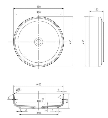 450mm Pietra Bianca - Georgia Above Counter Basins