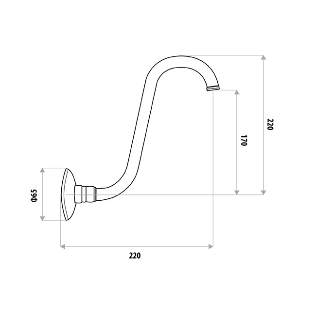 Fixed Gooseneck Shower Arm with flanged - Chrome