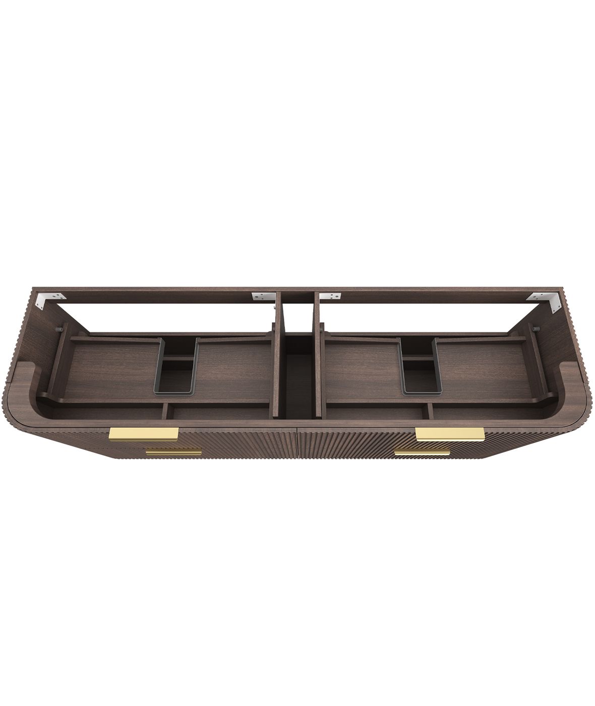 Havana Fluted 1800mm Sable Walnut Wall Hung Curve Vanity