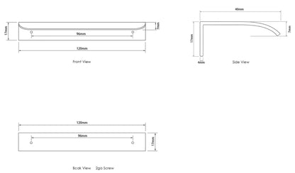120mm Brushed Nickel Handle for 750, 900, 1200, 1500, 1800 Cabinets