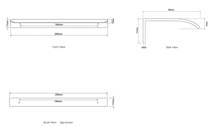 200mm Matte White Handle for 750, 900, 1200, 1500, 1800 Cabinets