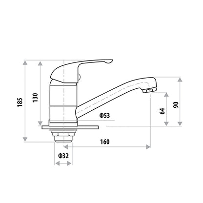 Helena Project Basin Mixer Swivel Spout (Window Faced Box) - Chrome