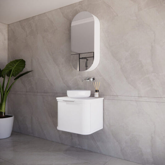 600mm Houston Wall Hung Vanity -Full Plywood - Matt white