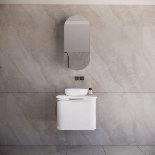 600mm Houston Wall Hung Vanity -Full Plywood - Matt white