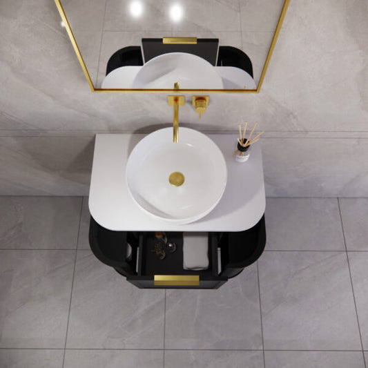 750mm Houston Wall Hung Vanity -Full Plywood - Matt black