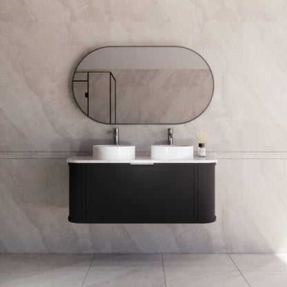 1200mm *Matt Black plywood              * Big curved edge shaker style                       *1 tier  1 big Drawer   2 side drawers                   * Wall Hung