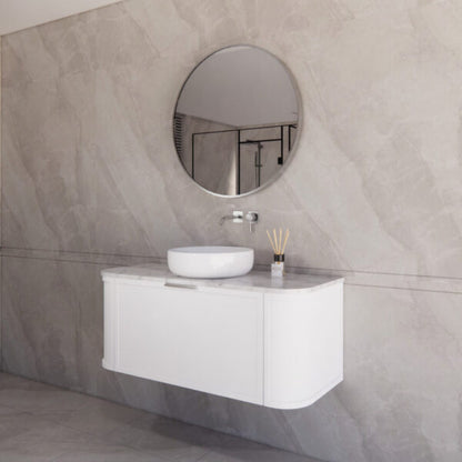 1200mm *Matt white plywood              * Big curved edge shaker style                       *1 tier  1 big Drawer   2 side drawers                   * Wall Hung