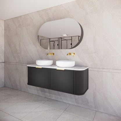1500mm *Matt Black plywood              * Big curved edge shaker style                       *1 tier  2 big drawers   2 side drawers                   * Wall Hung
