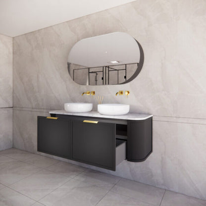 1500mm *Matt Black plywood              * Big curved edge shaker style                       *1 tier  2 big drawers   2 side drawers                   * Wall Hung