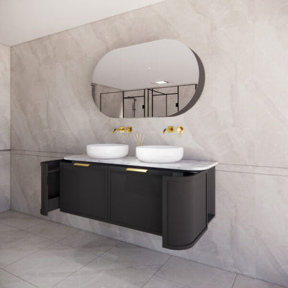 1500mm *Matt Black plywood              * Big curved edge shaker style                       *1 tier  2 big drawers   2 side drawers                   * Wall Hung
