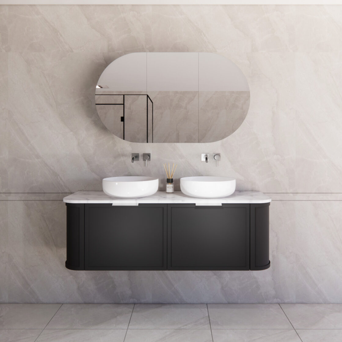 1500mm *Matt Black plywood              * Big curved edge shaker style                       *1 tier  2 big drawers   2 side drawers                   * Wall Hung