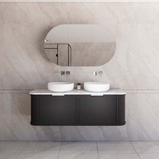 1500mm *Matt Black plywood              * Big curved edge shaker style                       *1 tier  2 big drawers   2 side drawers                   * Wall Hung