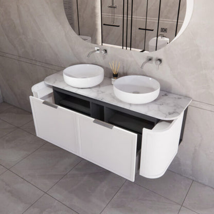 1500mm *Matt white plywood              * Big curved edge shaker style                       *1 tier  2 big drawers   2 side drawers                   * Wall Hung