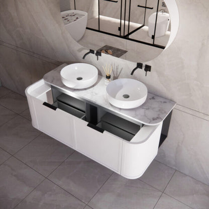 1500mm *Matt white plywood              * Big curved edge shaker style                       *1 tier  2 big drawers   2 side drawers                   * Wall Hung