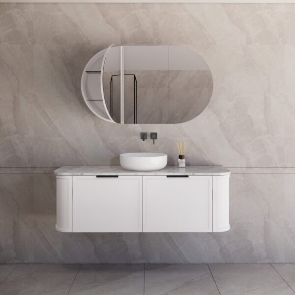 1500mm *Matt white plywood              * Big curved edge shaker style                       *1 tier  2 big drawers   2 side drawers                   * Wall Hung