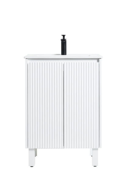 600mm Brighton Floor Vanity PVC Cabinet Only - Matte White