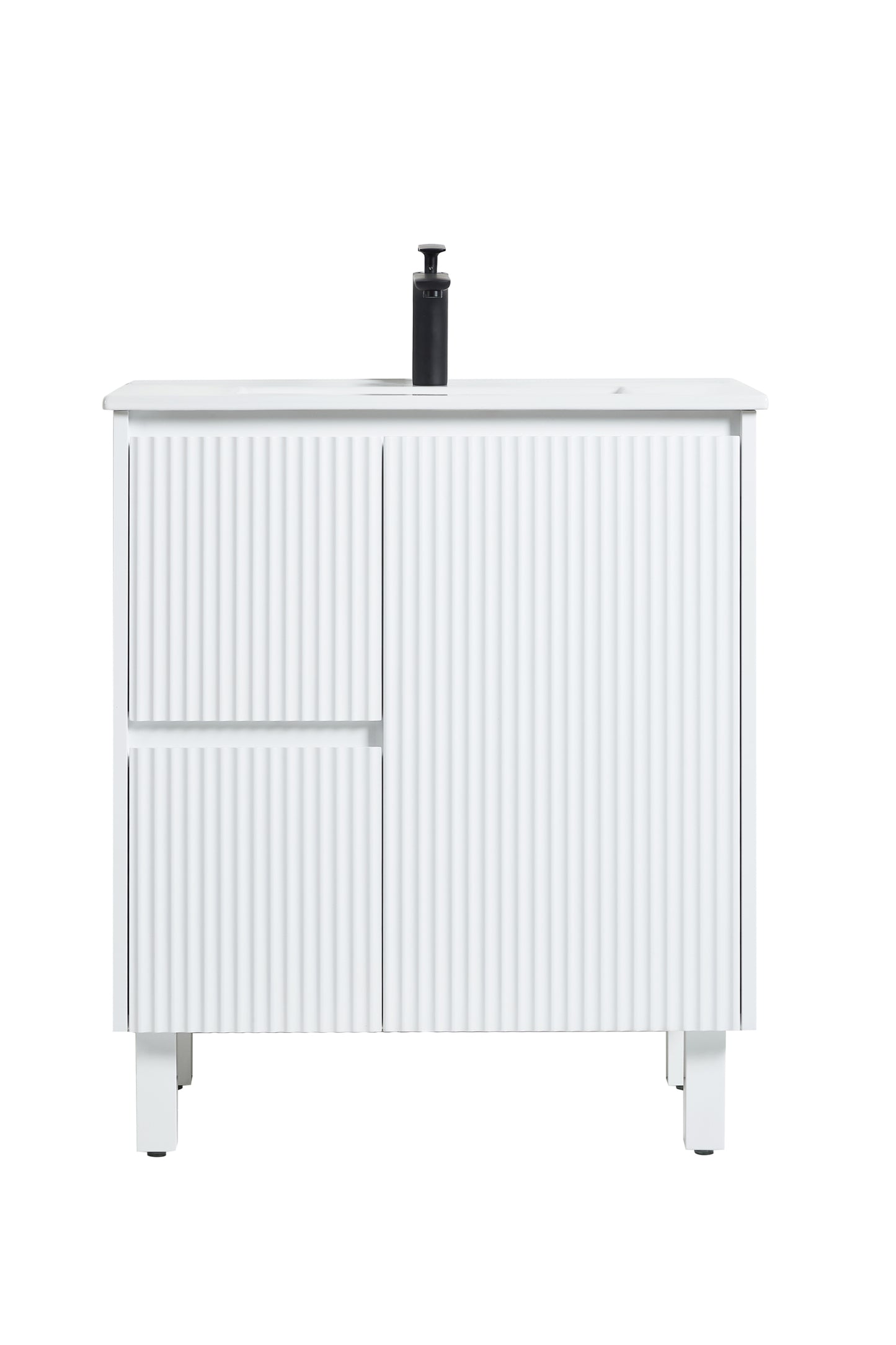 750mm Brighton Floor Vanity PVC Left Side Drawers - Cabinet Only - Matte White