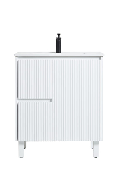 750mm Brighton Floor Vanity PVC Left Side Drawers - Cabinet Only - Matte White
