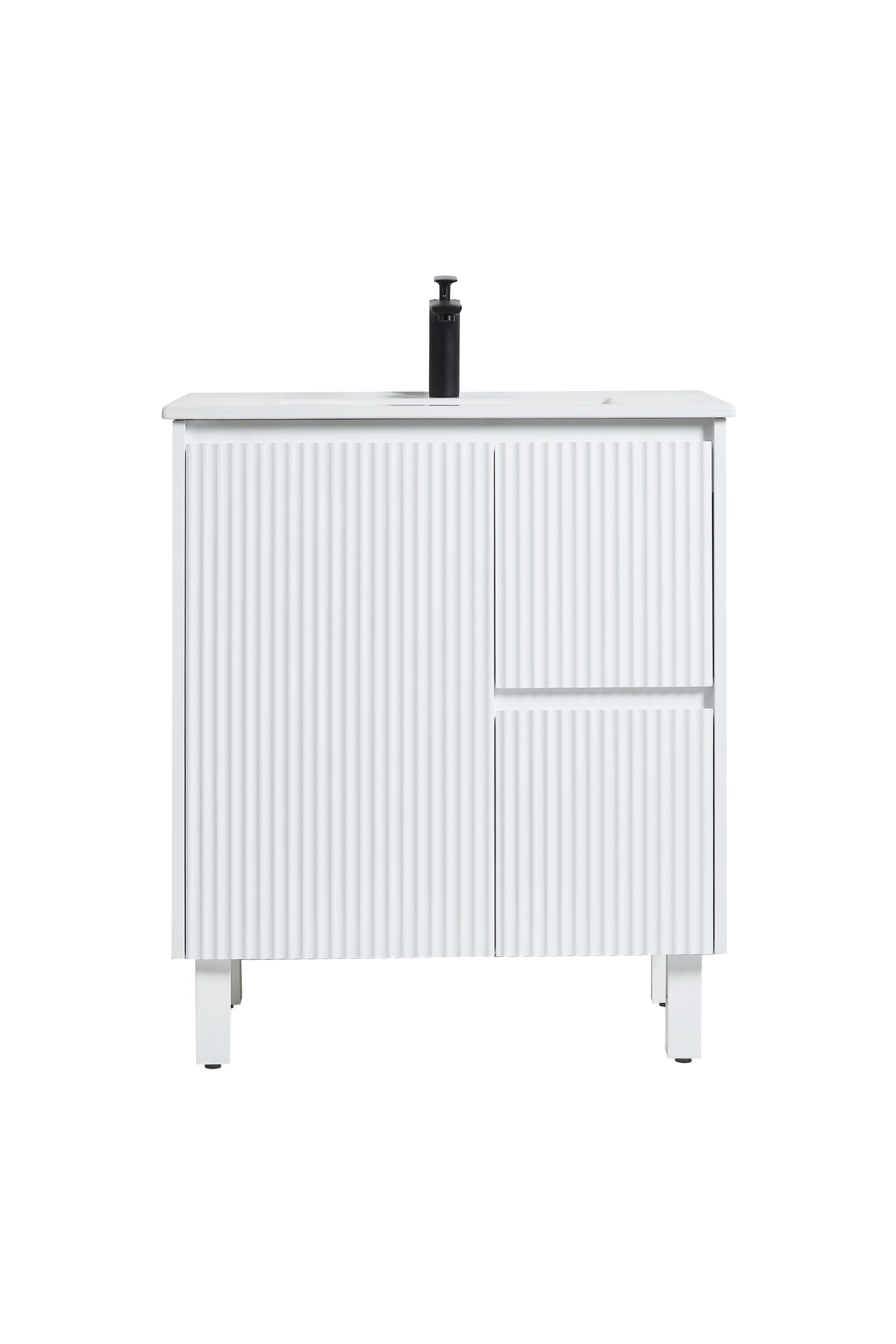 750mm Brighton Floor Vanity PVC Right Side Drawers - Cabinet Only - Matte White