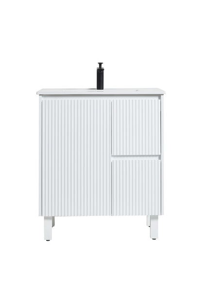 750mm Brighton Floor Vanity PVC Right Side Drawers - Cabinet Only - Matte White