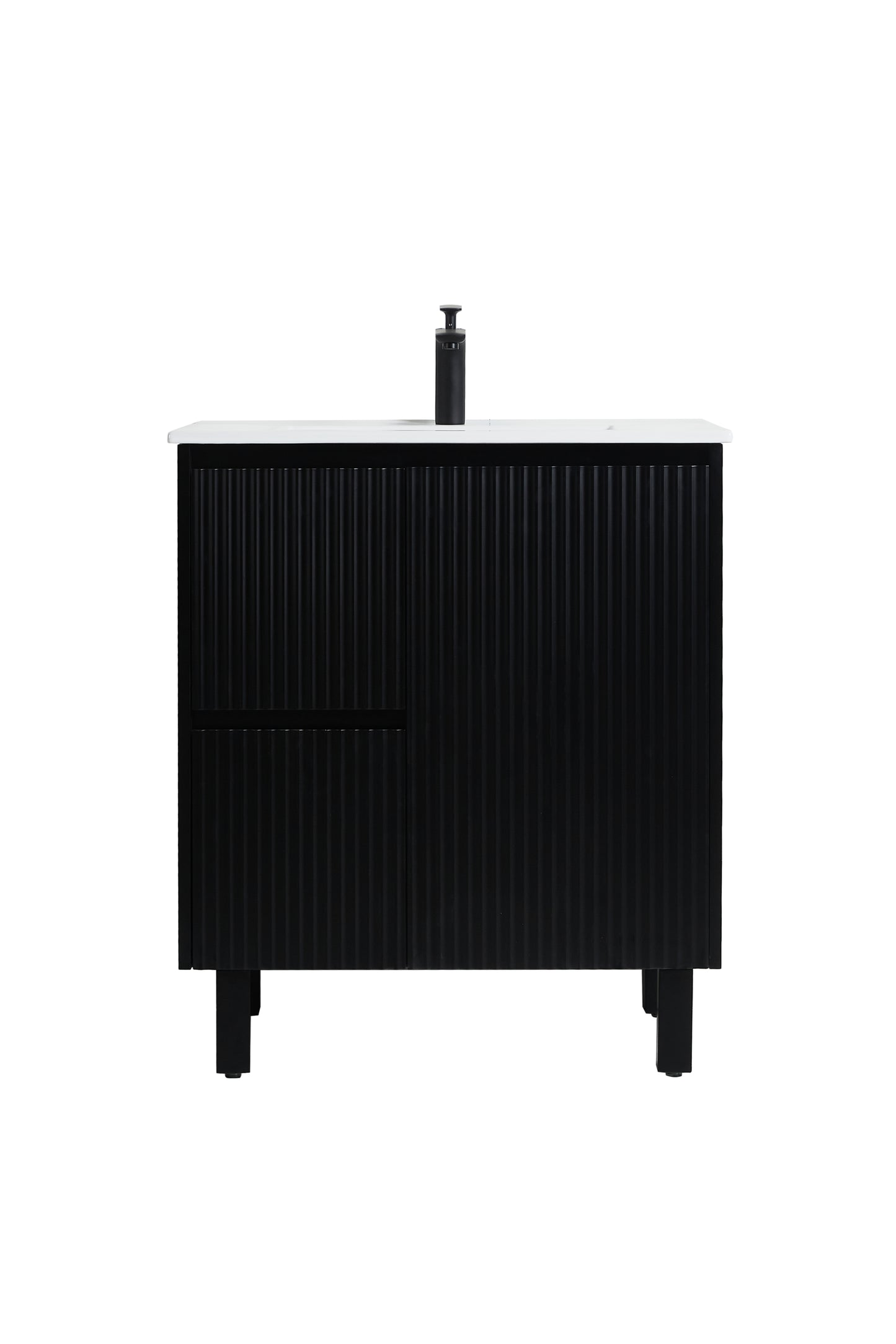 750mm Brighton Floor Vanity PVC Left Side Drawers - Cabinet Only - Matte Black