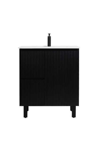 750mm Brighton Floor Vanity PVC Left Side Drawers - Cabinet Only - Matte Black