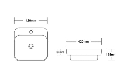 Gloss Whitev
Above Counter / Drop In Basin 420*420*155