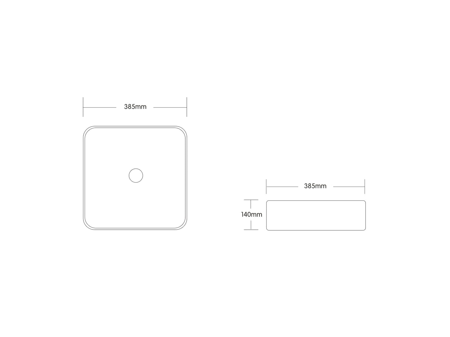 Gloss White
Above Counter Ceramic Basin 385*385*140