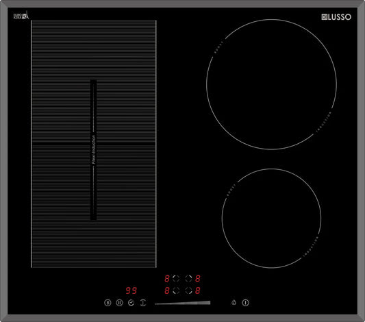 600mm Induction Cooktop - 4 Zones Flexizone - EuroKera Glass Touch Slider Limited stock