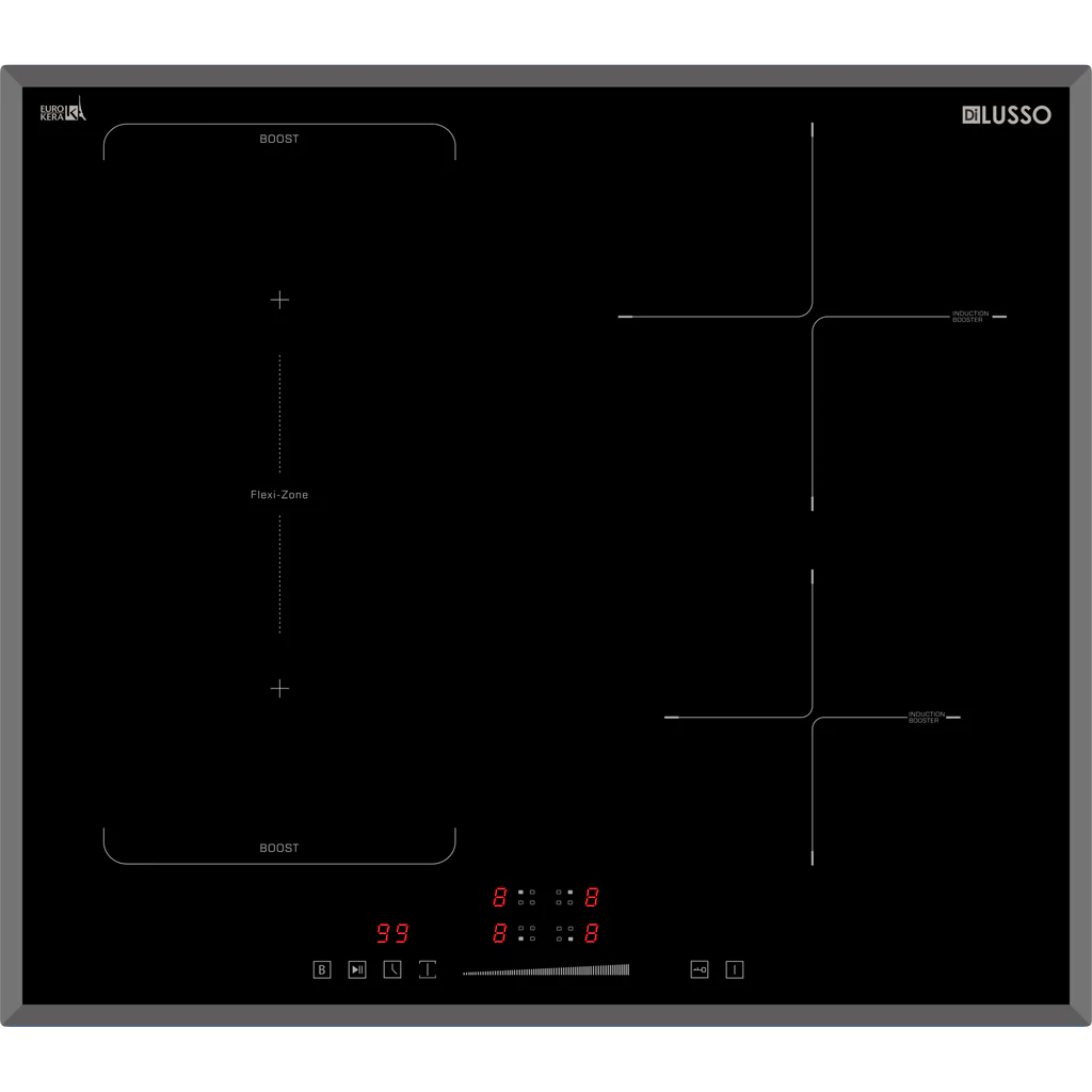 600mm Induction Cooktop - 4 Zones Flexizone - EuroKera Glass Touch Slider NEW Avail May25