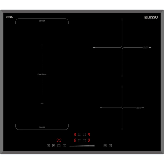 600mm Induction Cooktop - 4 Zones Flexizone - EuroKera Glass Touch Slider NEW Avail May25