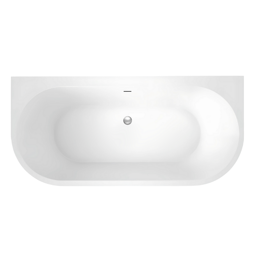 Idalia 1600mm Back to Wall Bath with Overflow - Gloss White