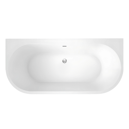 Idalia 1600mm Back to Wall Bath with Overflow - Gloss White