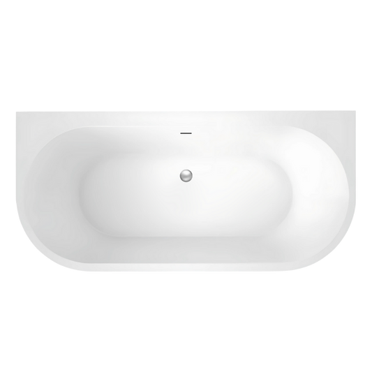 Idalia 1600mm Back to Wall Bath with Overflow - Gloss White