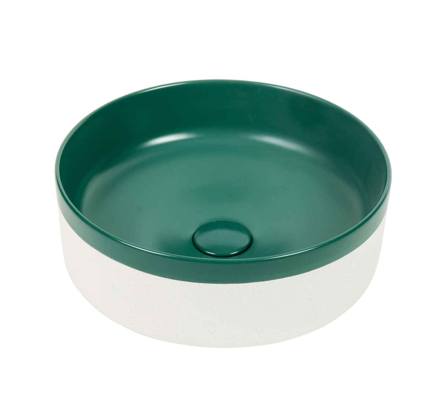 370mm Matte Green & Matte White Round Ceramic Basin | CP-37-MG