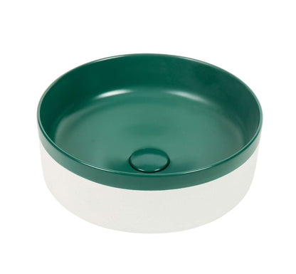 370mm Matte Green & Matte White Round Ceramic Basin | CP-37-MG