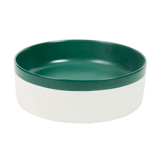 370mm Matte Green & Matte White Round Ceramic Basin | CP-37-MG