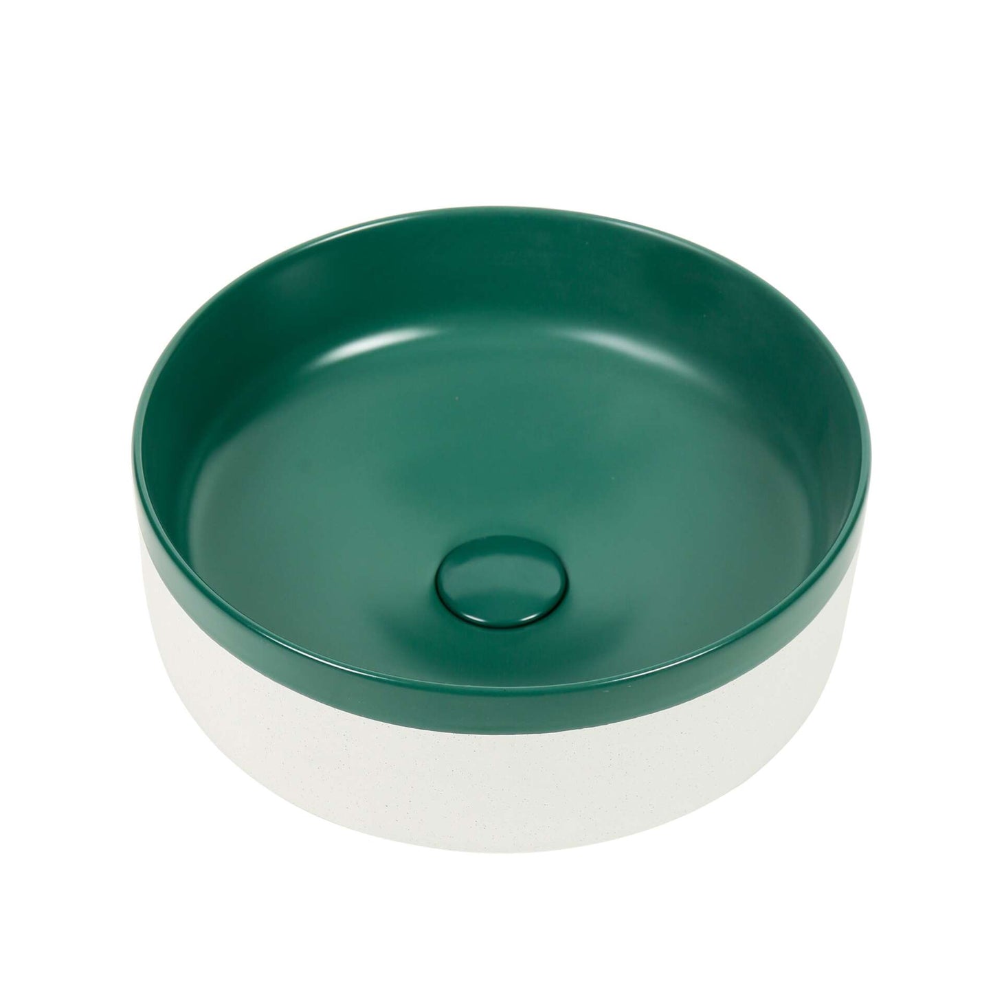 370mm Matte Green & Matte White Round Ceramic Basin | CP-37-MG