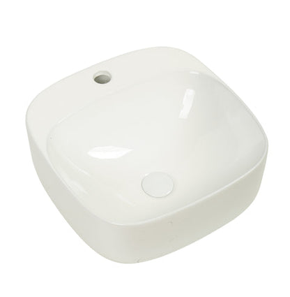 420*420*155mm Gloss White Wall Hung Basin (1 Tap Hole)