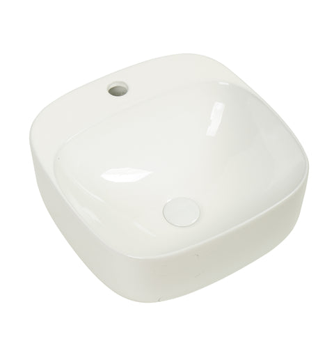 420*420*155mm Gloss White Wall Hung Basin (1 Tap Hole)