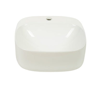 420*420*155mm Gloss White Wall Hung Basin (1 Tap Hole)