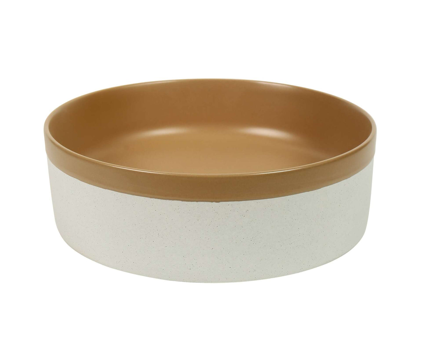 370mm Light Brown & Matte White Round Ceramic Basin | CP-37-LB