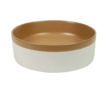 370mm Light Brown & Matte White Round Ceramic Basin | CP-37-LB
